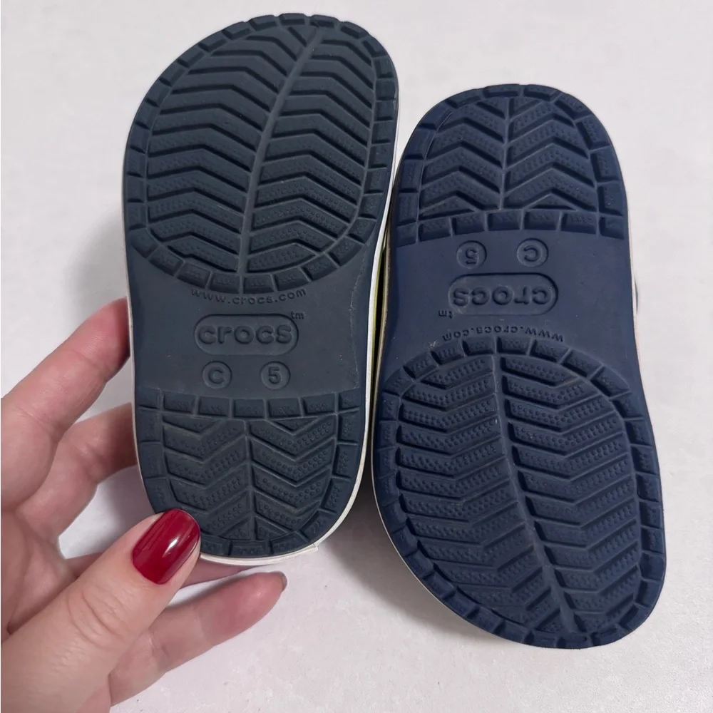 CROCS Kids Navy Blue Clog with Lime Accent